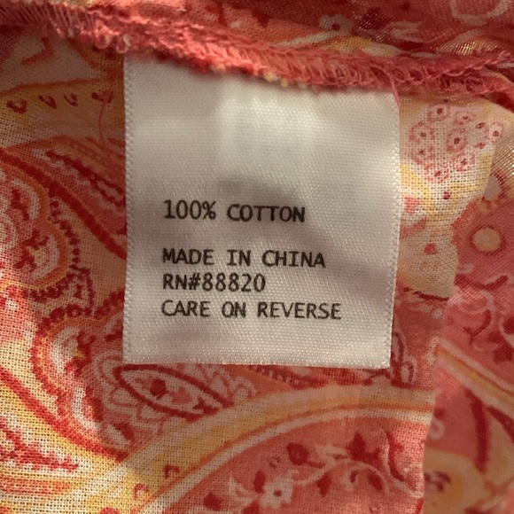 Rose & Thyme Tunic‎ Top Woman Medium Abstract Print Embroidery 100% Cotton K2 - Picture 10 of 10